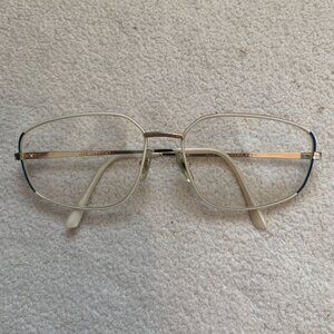 Vintage COTTET Gold 56-20-135 Made in France Eyeglasses White Blue